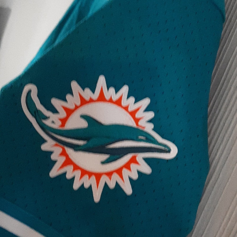 Tyreek Hill Miami Dolphins Pro Standard Mesh Button-Up Baseball Jersey - Aqua - Picture 3 of 4